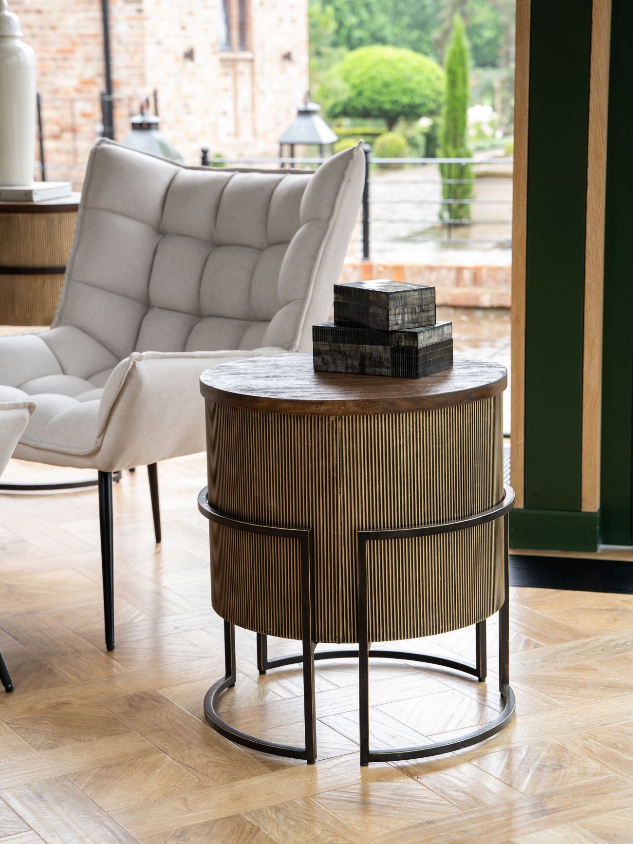 Hunter Corrugated Gold End Table