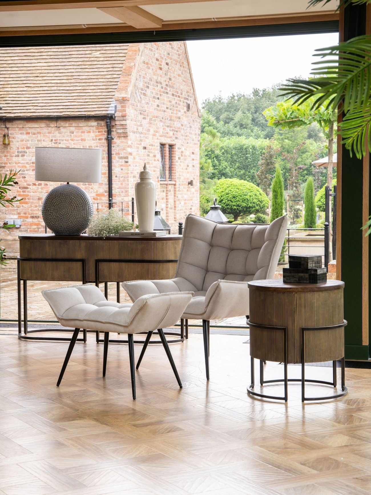 Hunter Corrugated Gold End Table