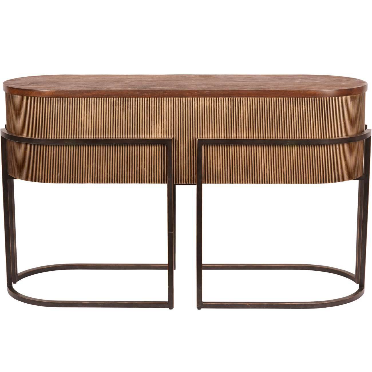 Hunter Corrugated Gold Console Table - Pak Tao