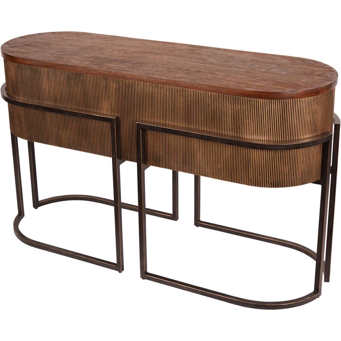 Hunter Corrugated Gold Console Table - Pak Tao