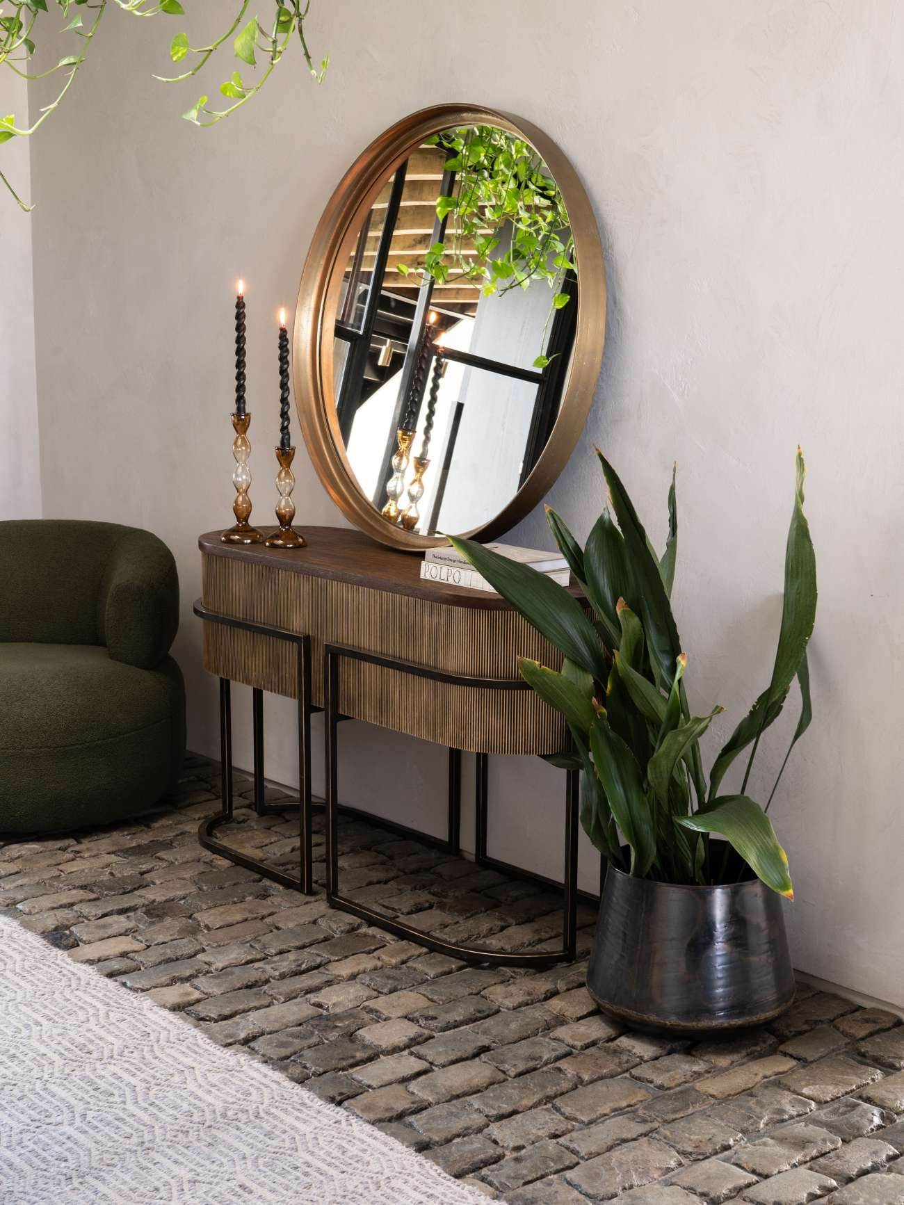 Hunter Corrugated Gold Console Table