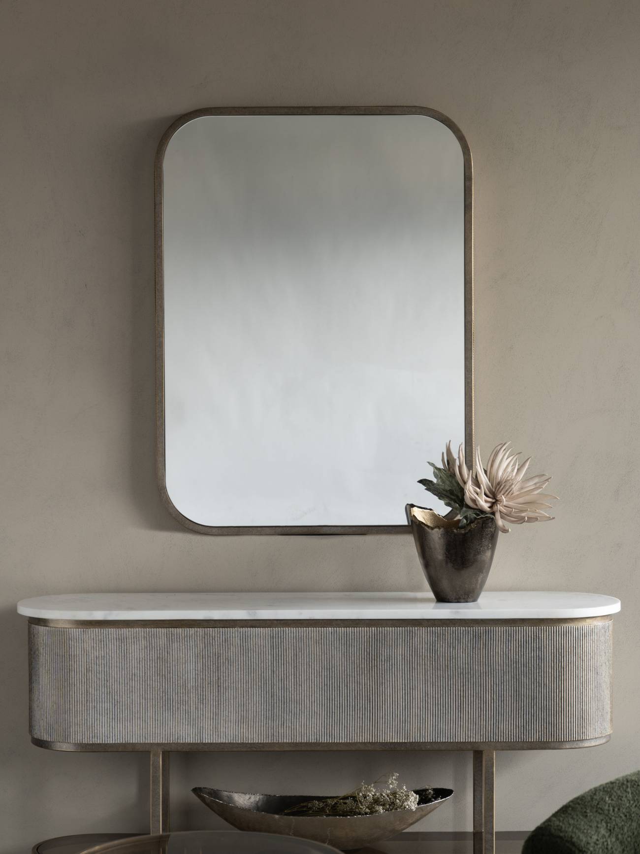 Belvedere Aged Gold Rectangular Mirror 102x75.5cm