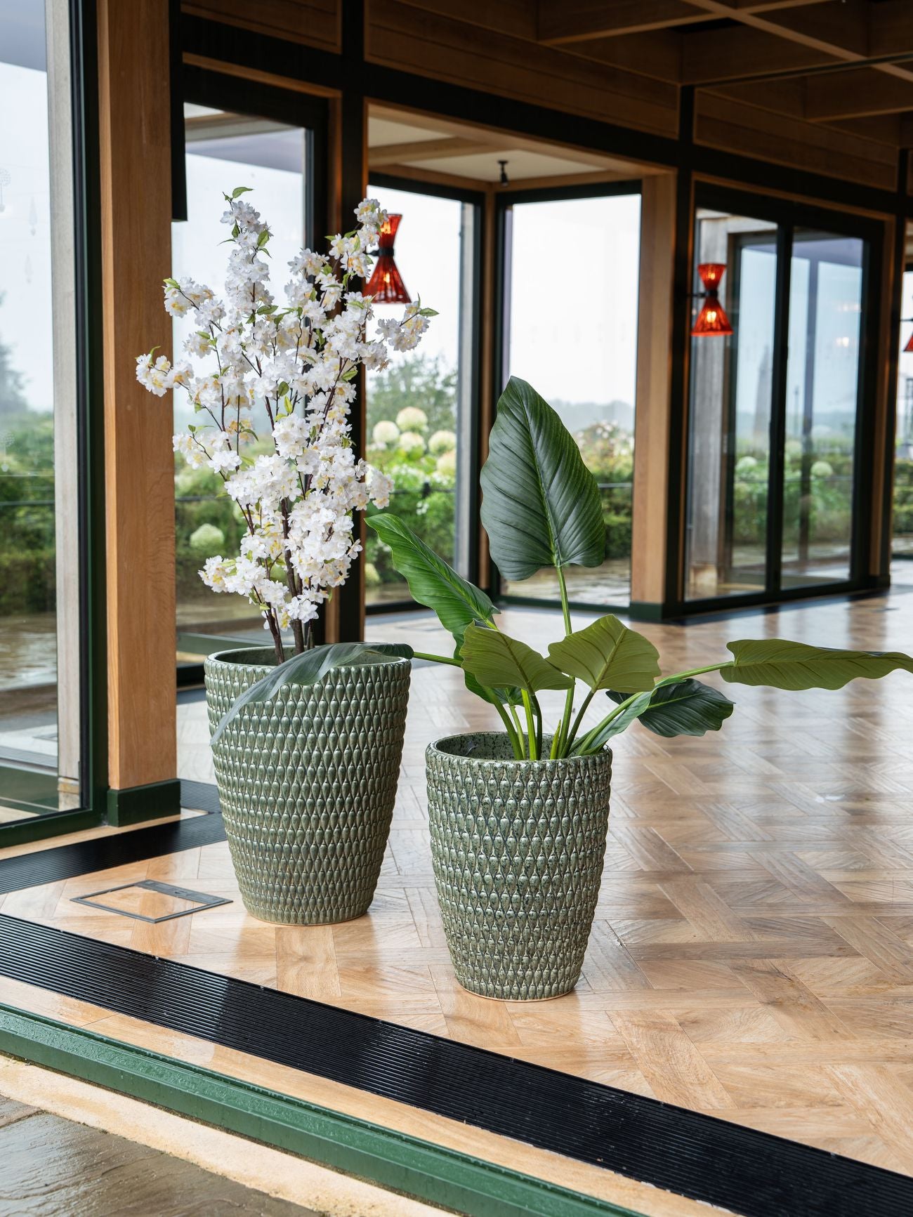 Mediterranean Reactive Glaze Ceramic XL Planter Green