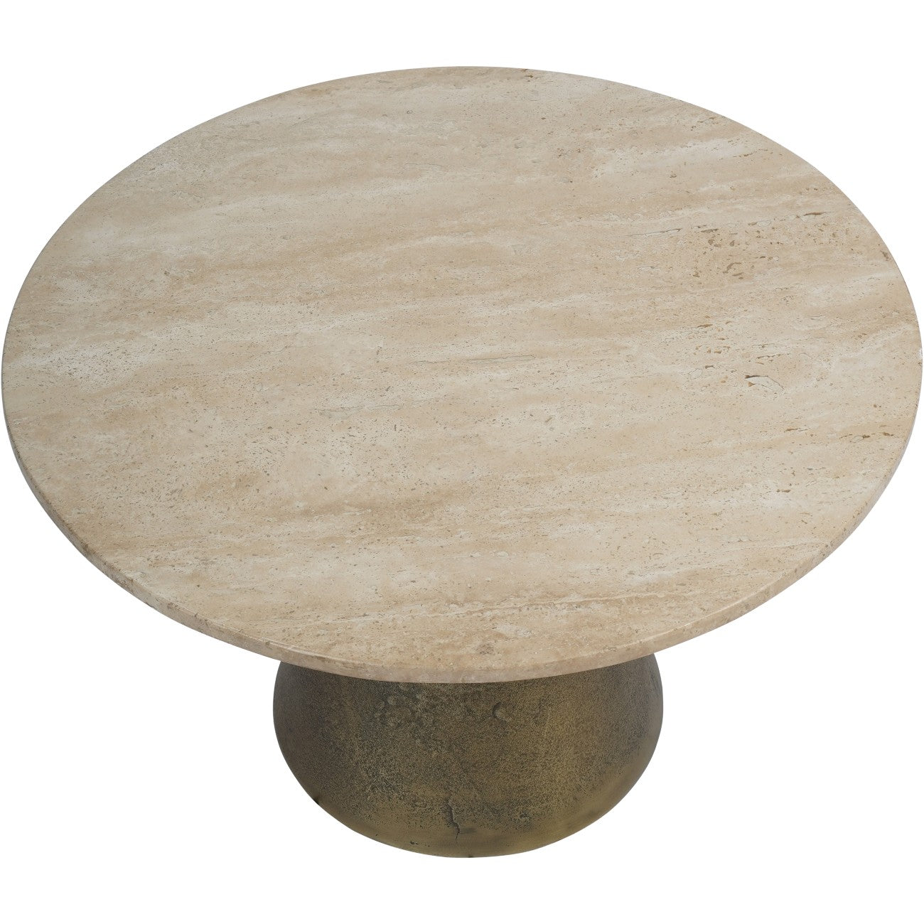 Clifton II Antique Brass and Light Travertine Coffee Table Small 60cm