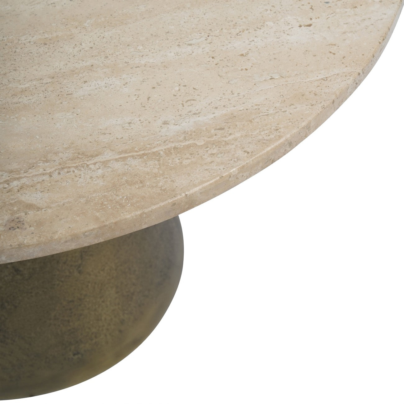 Clifton II Antique Brass and Light Travertine Coffee Table Small 60cm