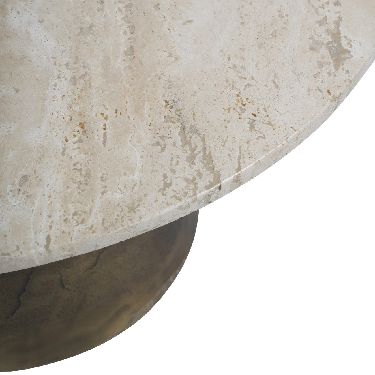 Clifton II Antique Brass and Light Travertine Coffee Table Large 75cm