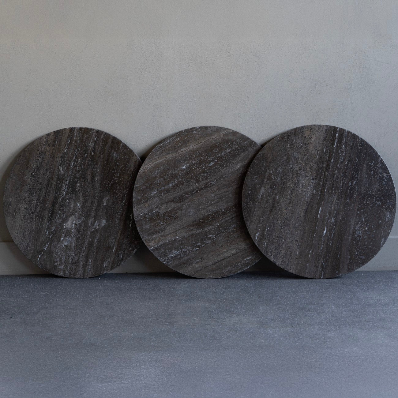 Clifton II Charcoal Black and Dark Travertine Coffee Table Small 60cm