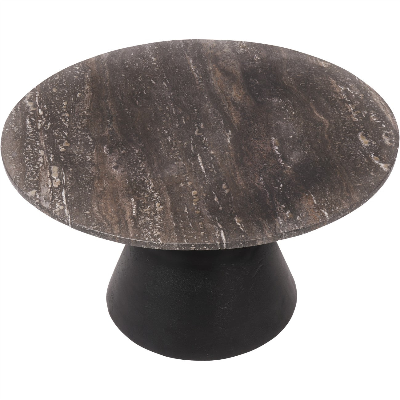 Clifton II Charcoal Black and Dark Travertine Coffee Table Large 75cm