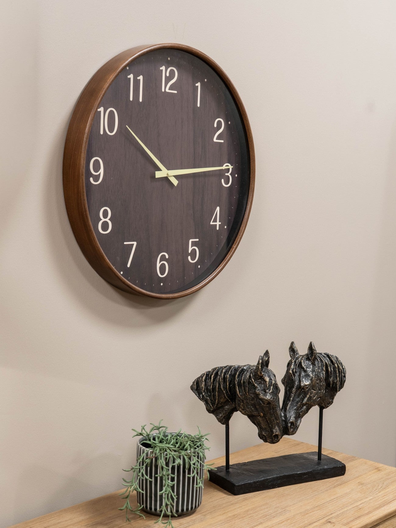 Grain Effect Wall Clock 53cm Brown