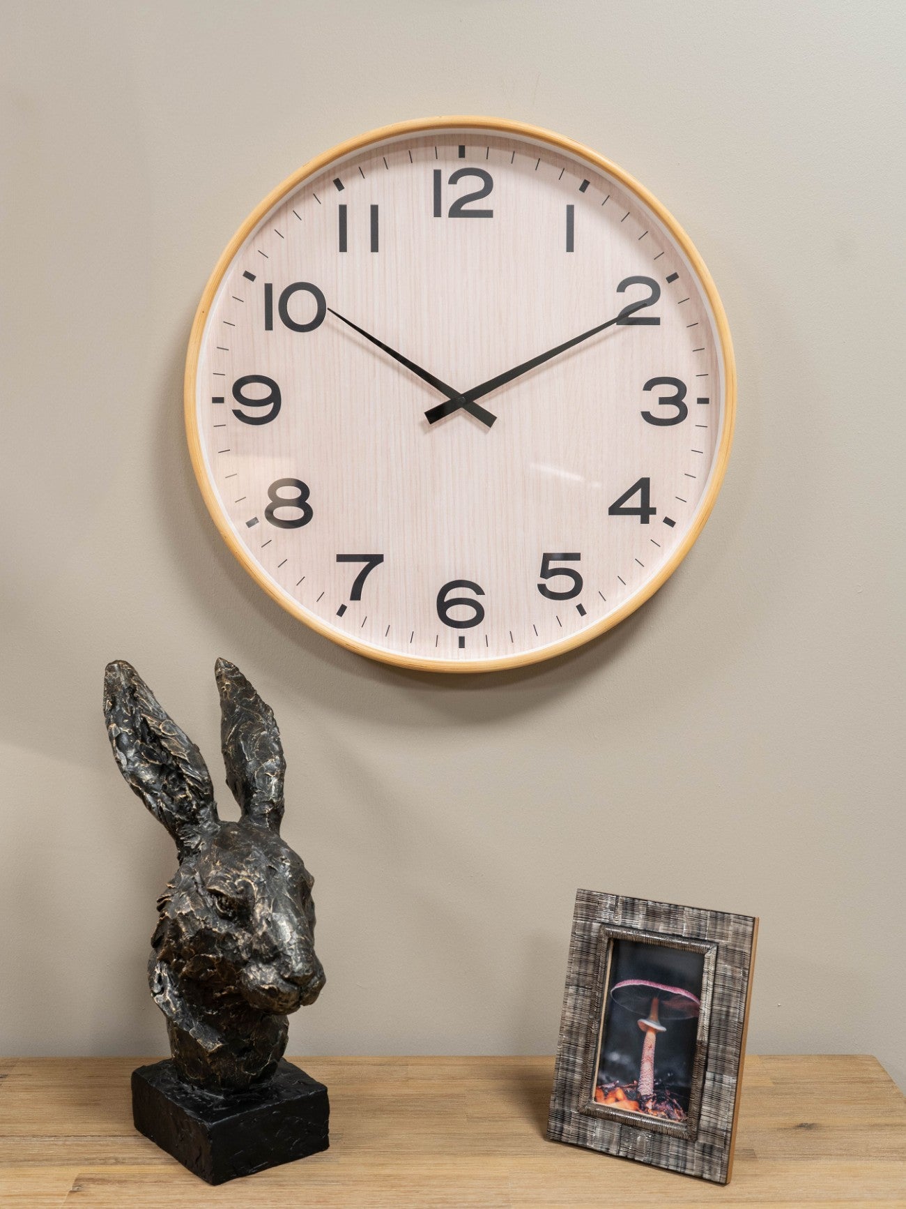 Grain Effect Wall Clock 53cm Light Natural