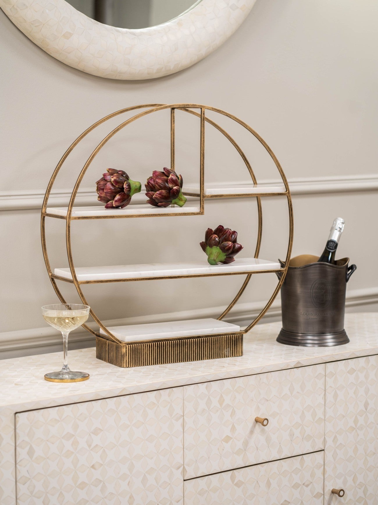 Belvedere Aged Gold Multi Tier Stand Large