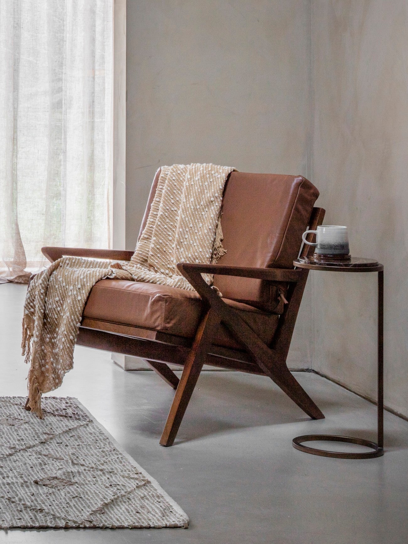 L'Iota Accent Table Brown Emperador Marble