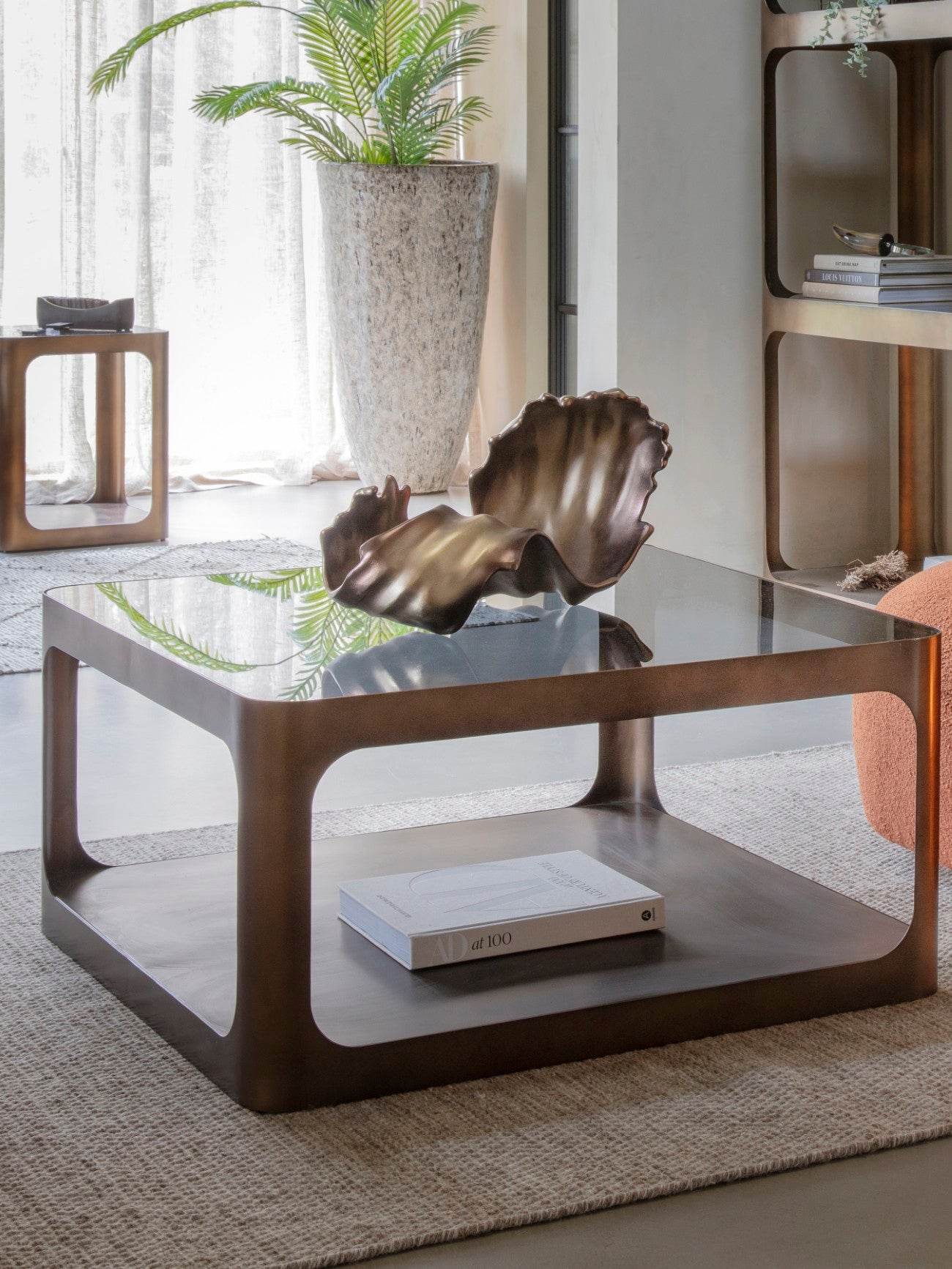 Thorpe Metal and Glass Square Coffee Table - Pak Tao