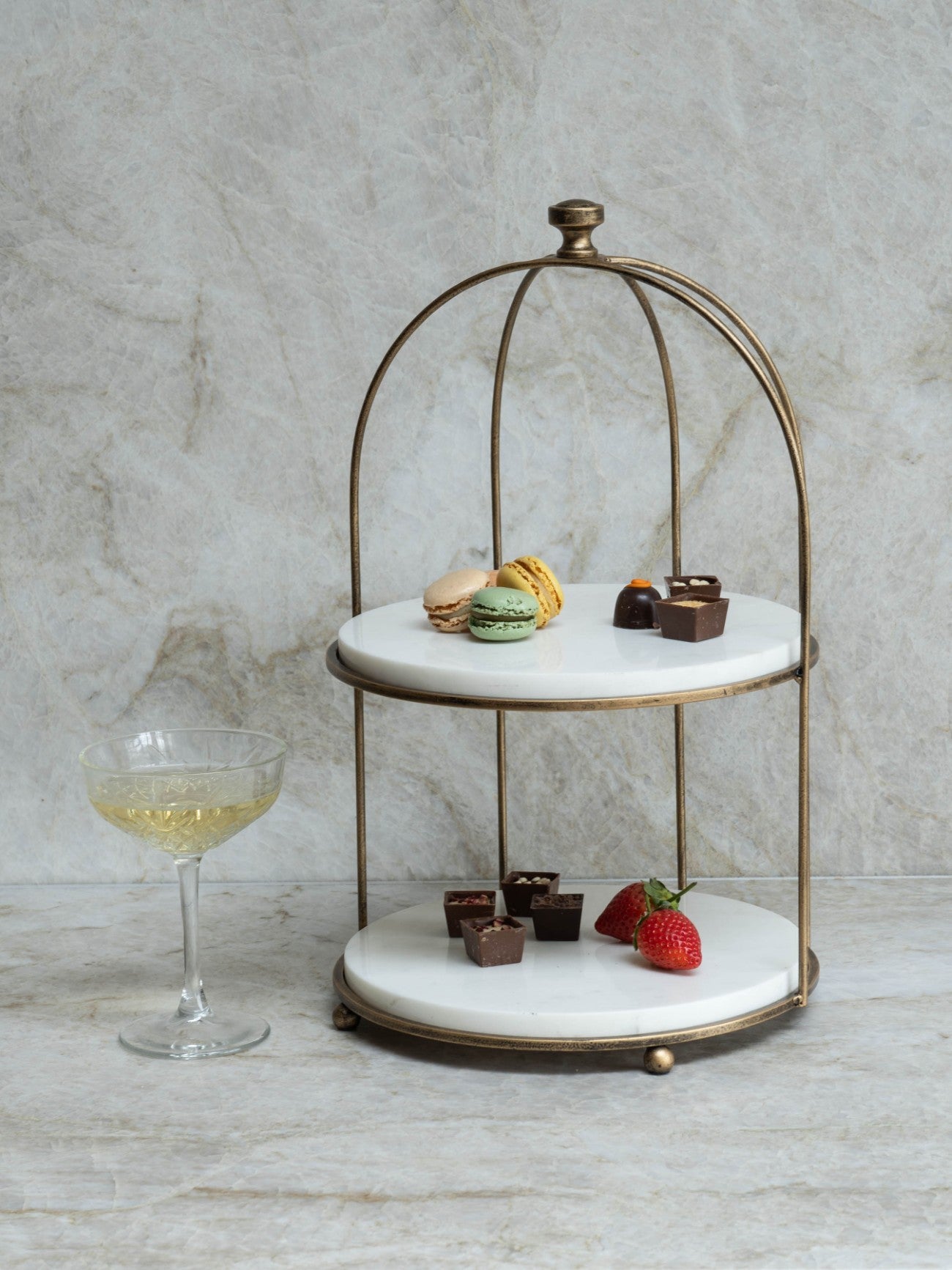 Belvedere Aged Gold Two Tiered Stand