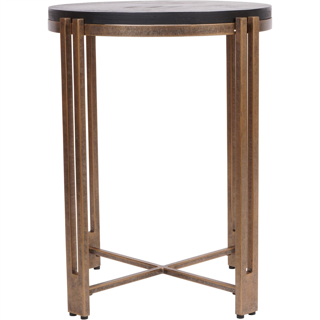 Dalston Black Sandblasted Wood and Champagne Frame Side Table