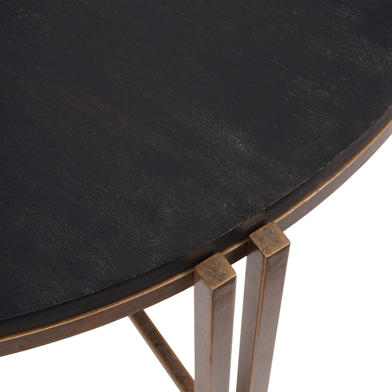 Dalston Black Sandblasted Wood and Champagne Frame Coffee Table