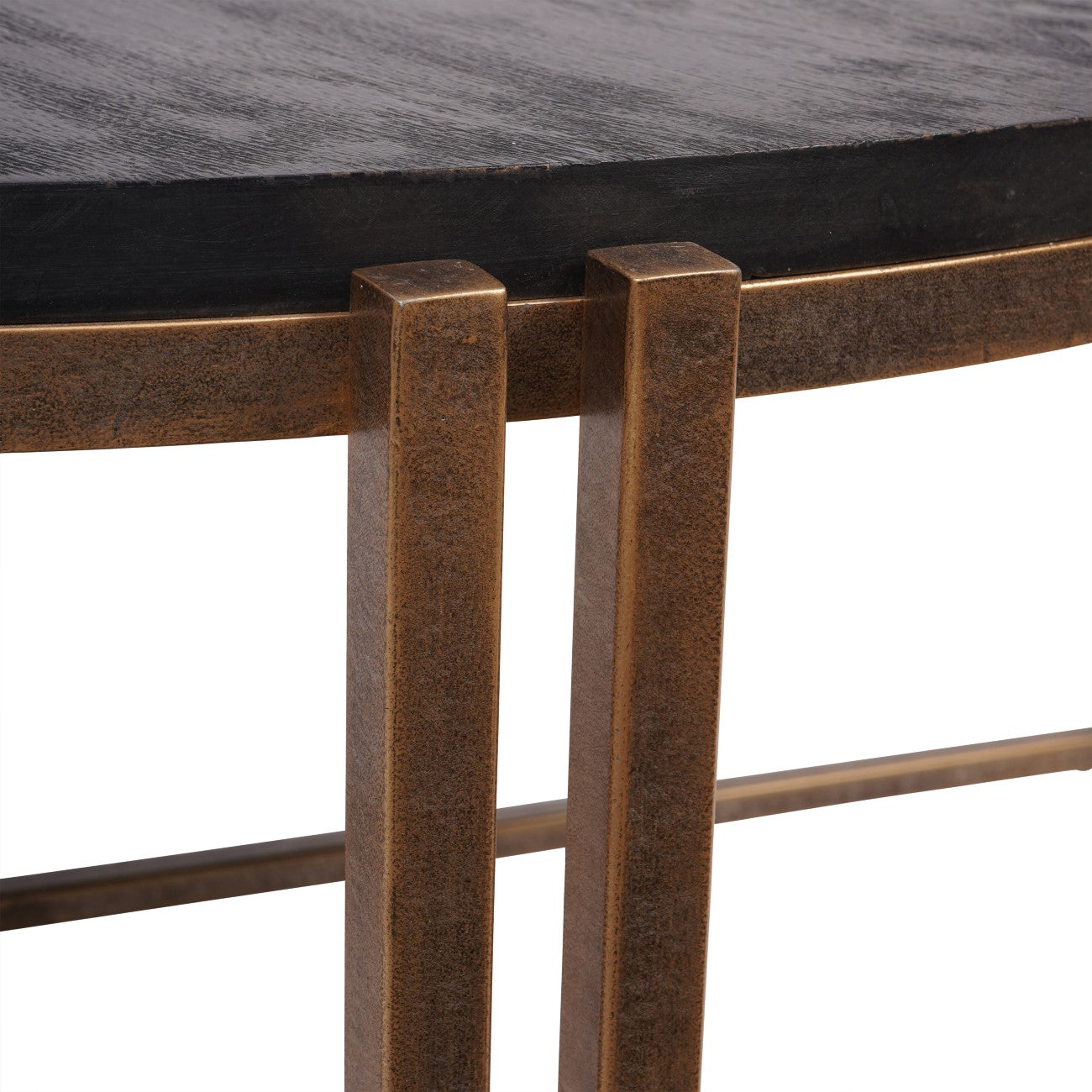 Dalston Black Sandblasted Wood and Champagne Frame Coffee Table