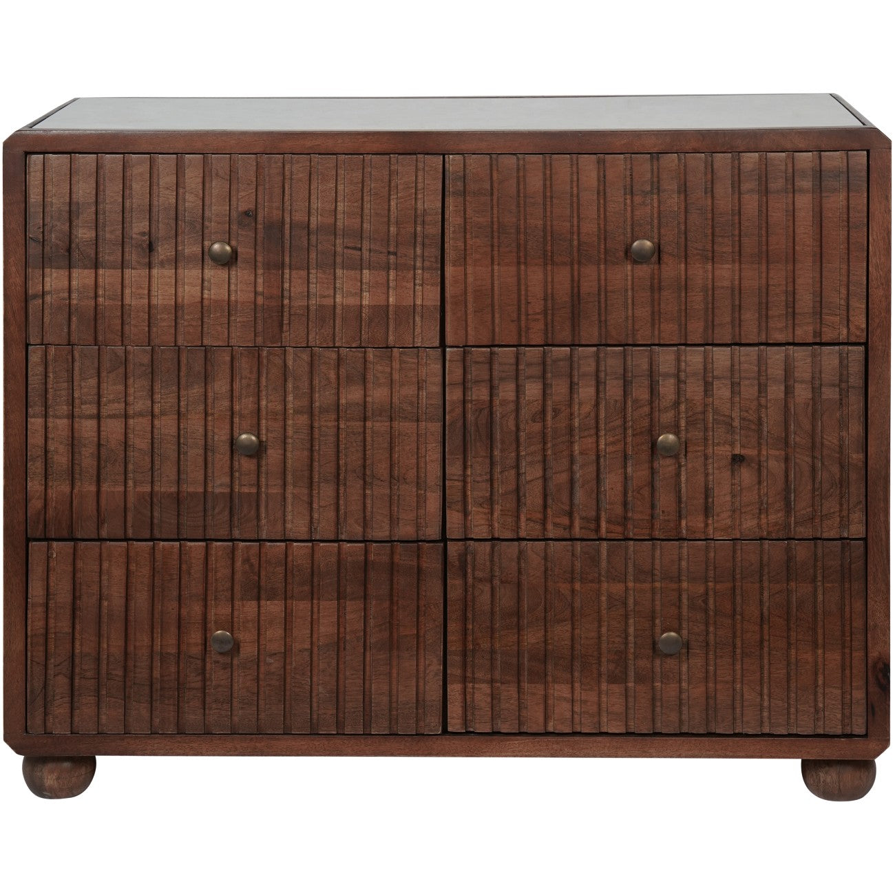 Carmel Wooden 6 Drawer Chest with Marble Top