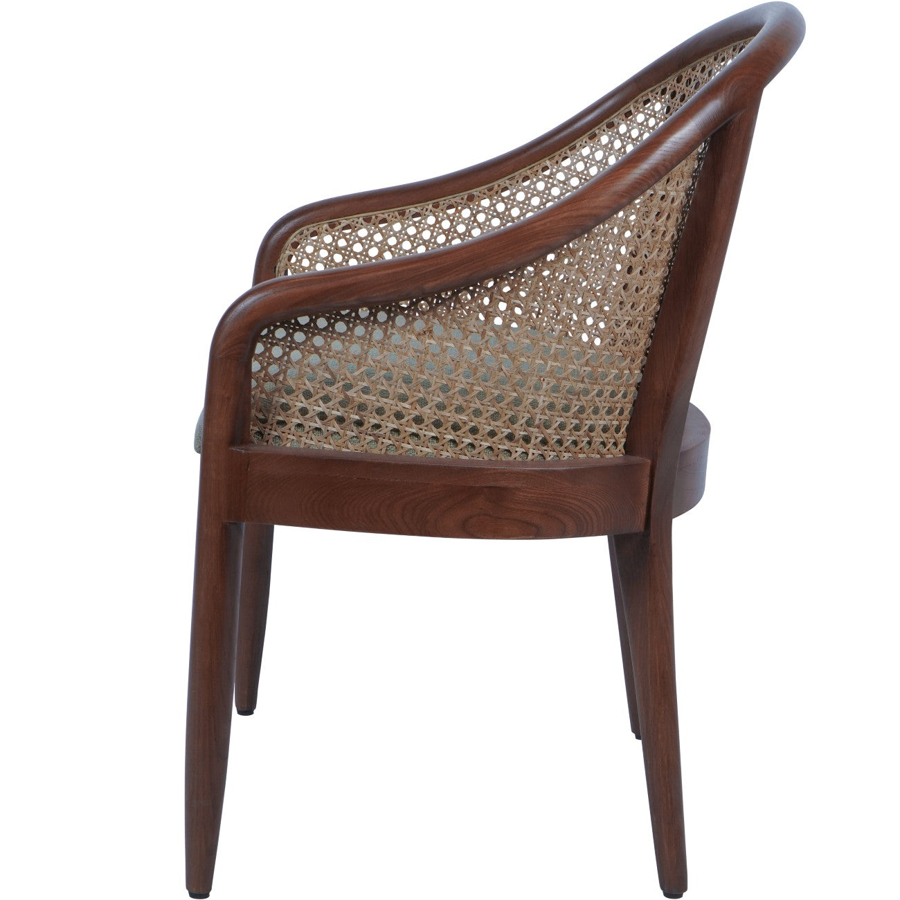 Carmel Oak Armchair With Cane and Upholstery
