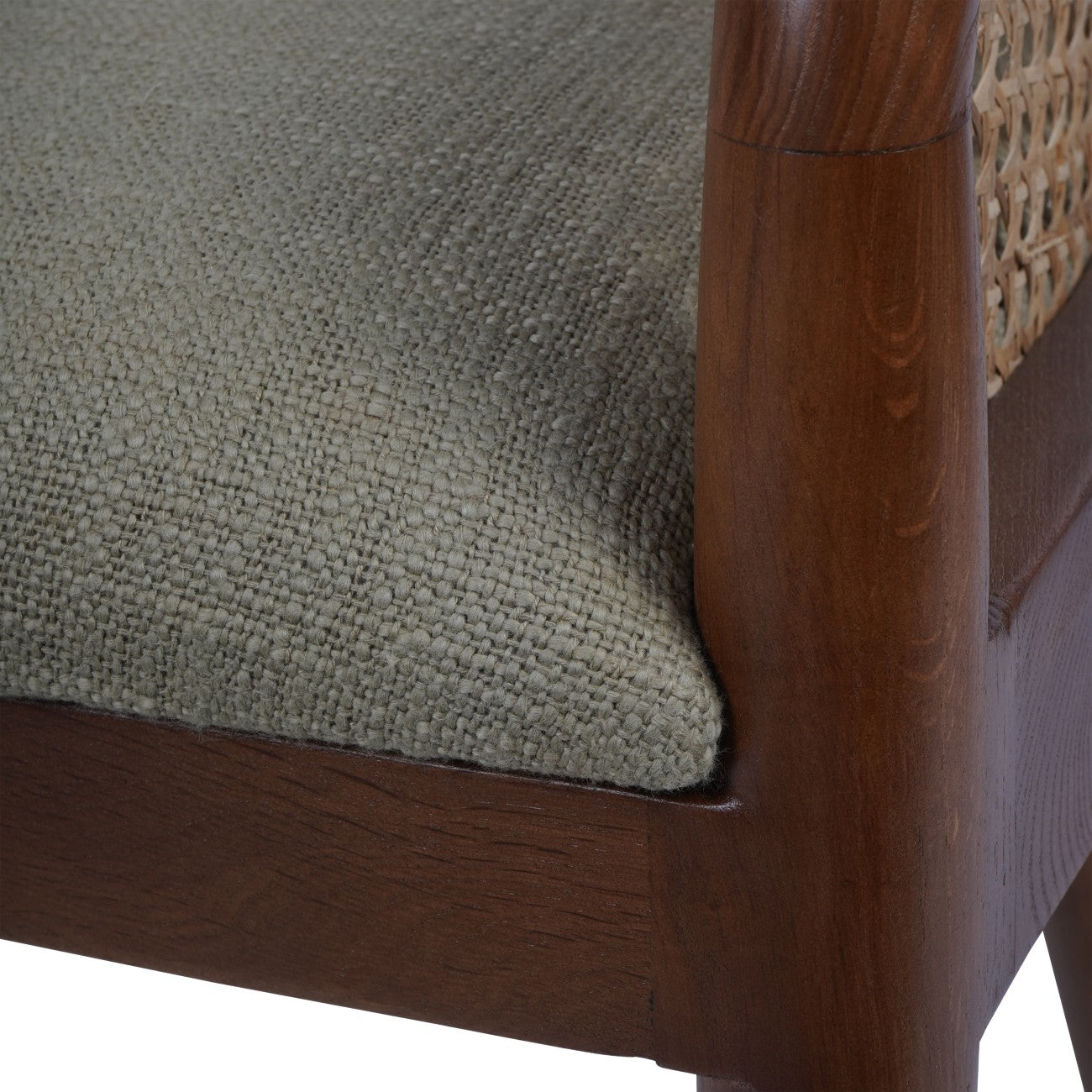 Carmel Oak Armchair With Cane and Upholstery
