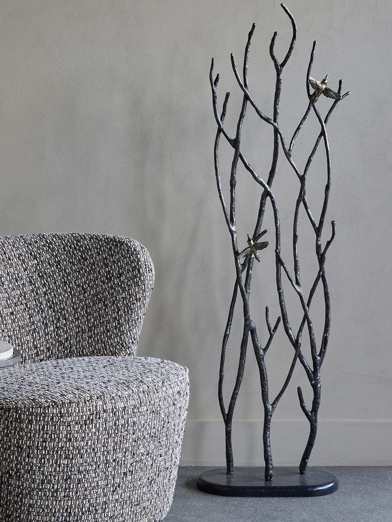 Decorative Screen Sculpture with Branches and Birds