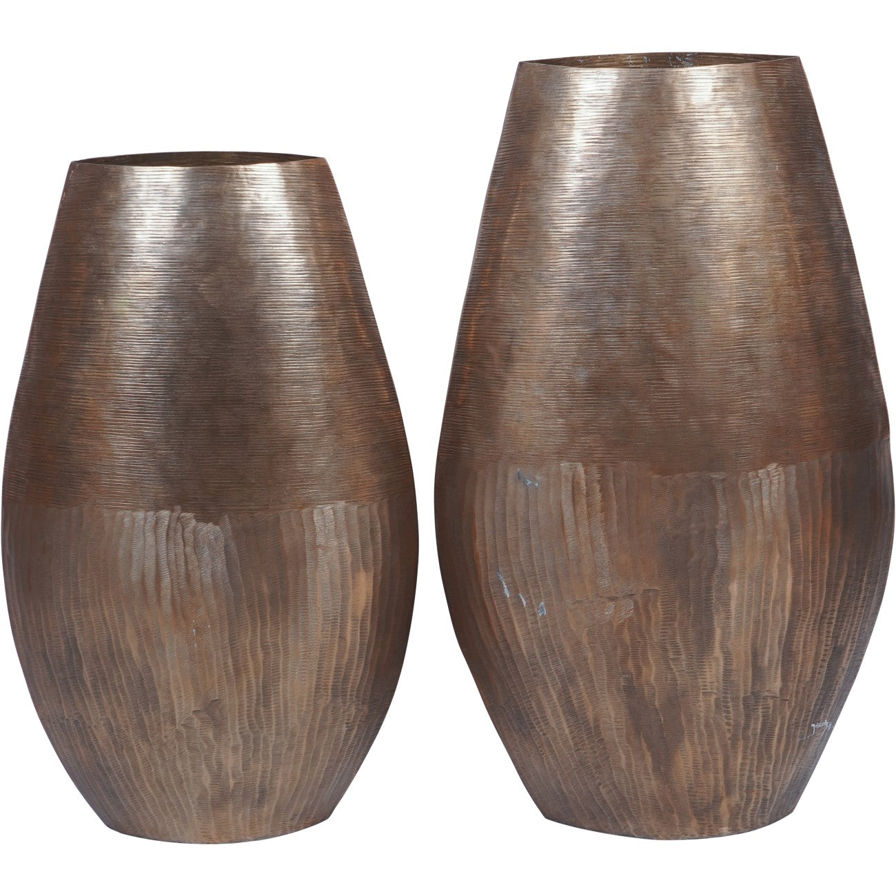 Southwold Textured Oval Antique Brass Vase 100cm