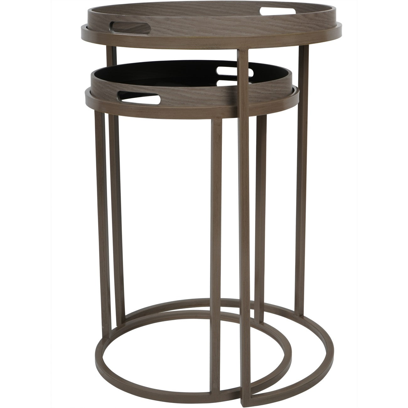 Impasto Brushstroke Set of 2 Side Tray Tables Taupe