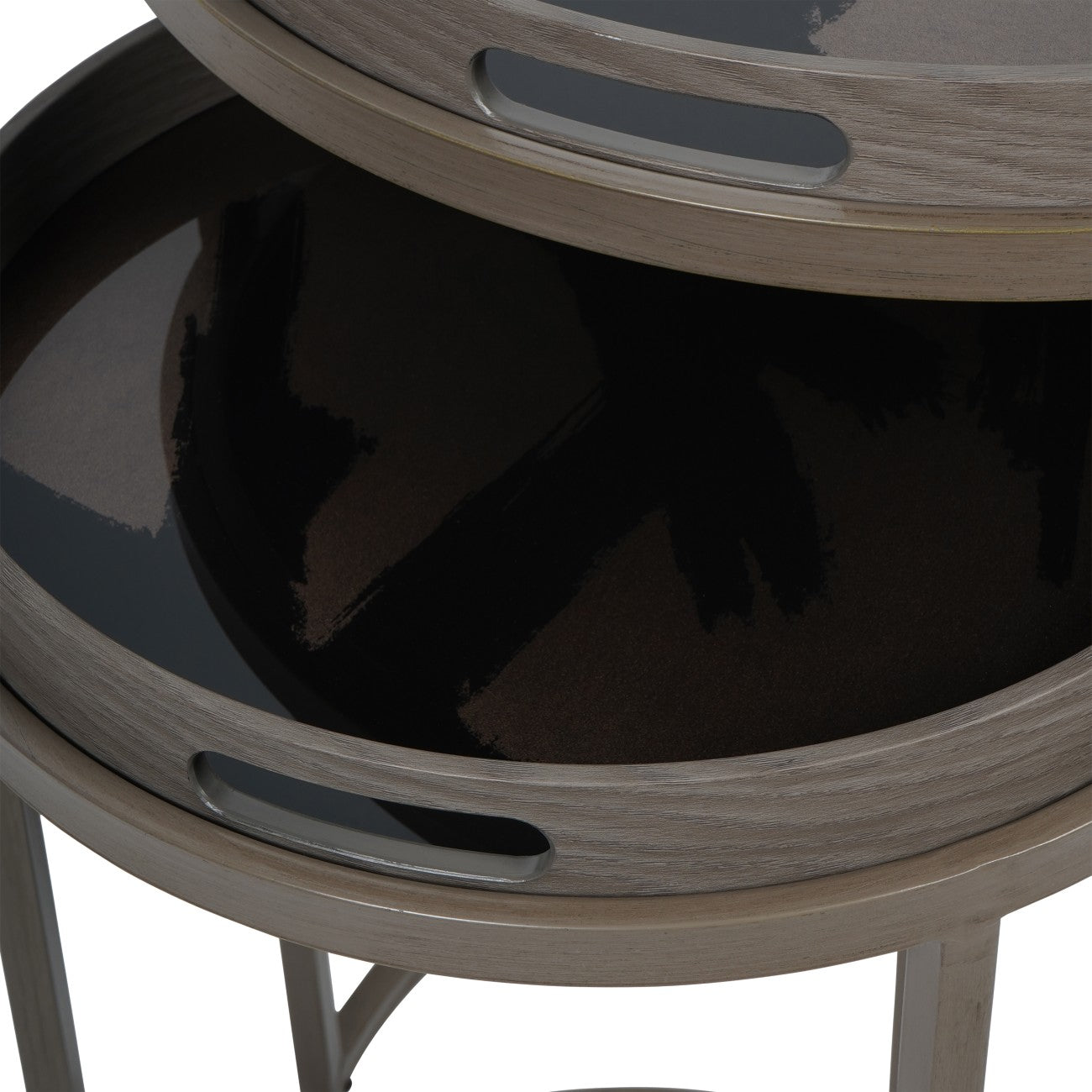 Impasto Brushstroke Set of 2 Side Tray Tables Taupe
