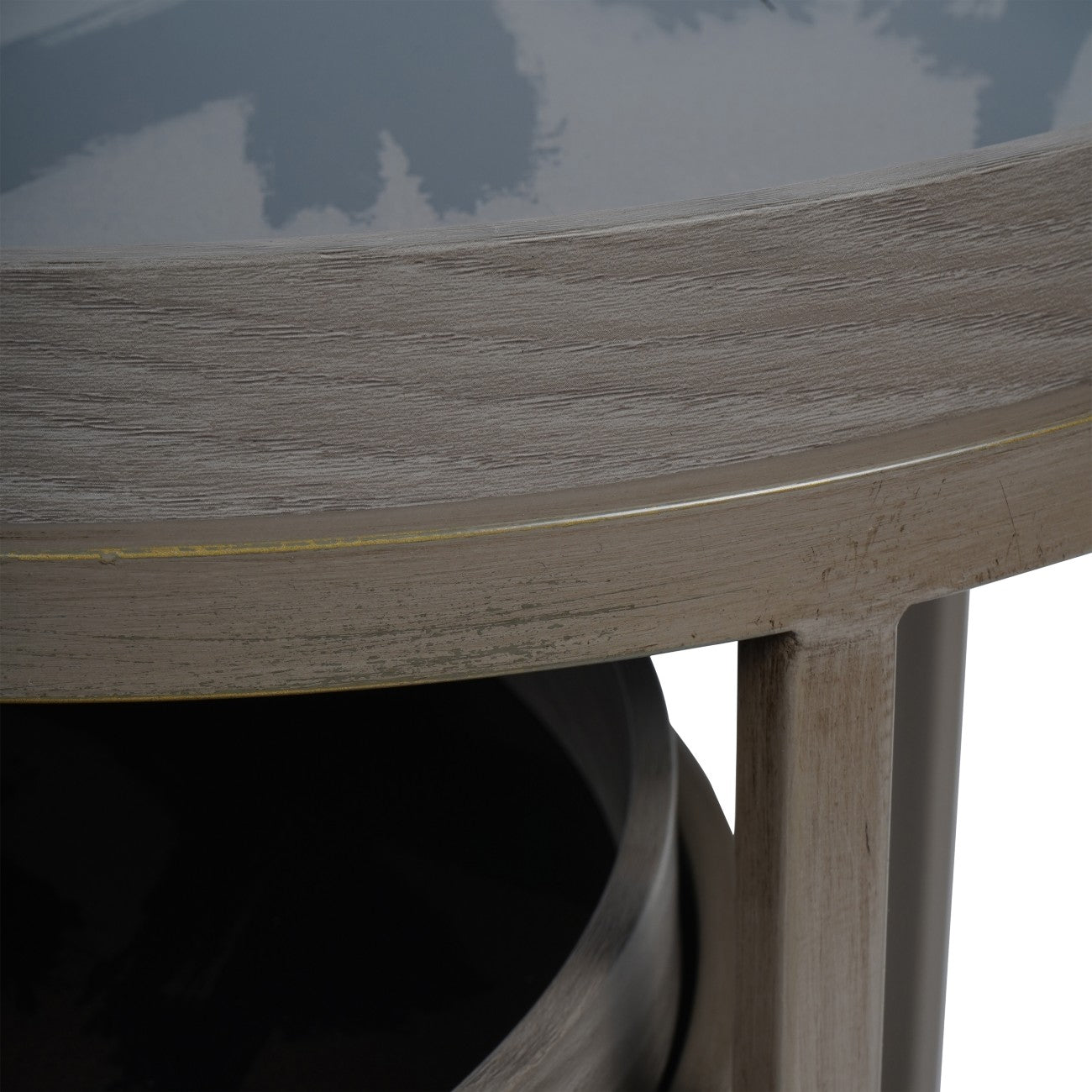 Impasto Brushstroke Set of 2 Side Tray Tables Taupe