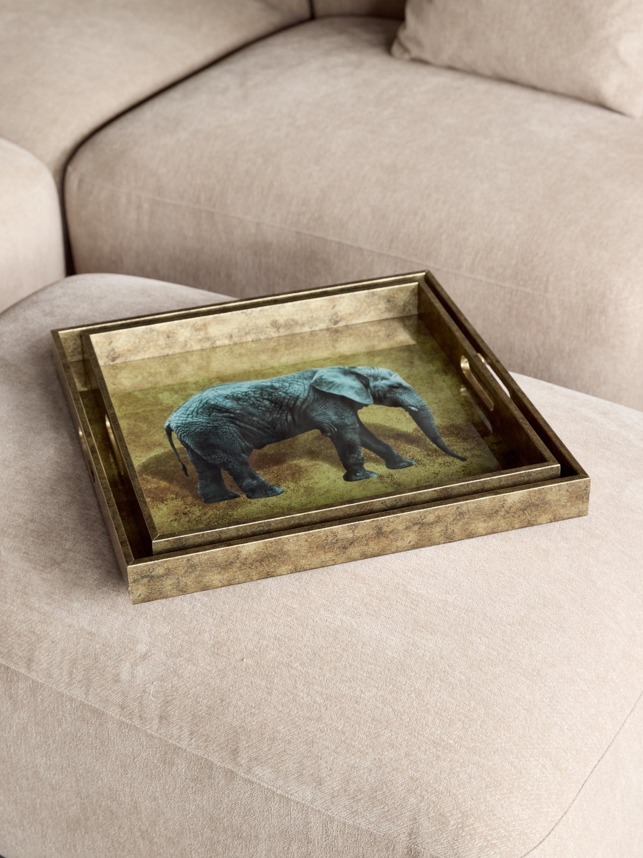 Elephant Decorative Set of 2 Nesting Trays