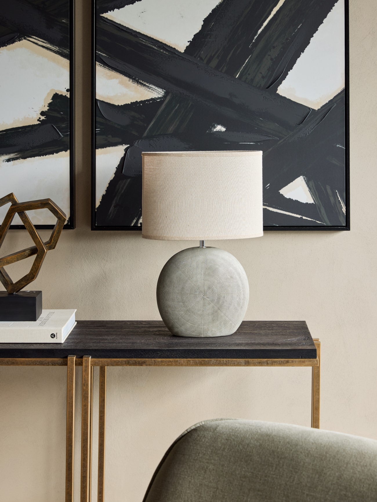 Lunara Textured Ceramic Table Lamp with Shade E27 60W