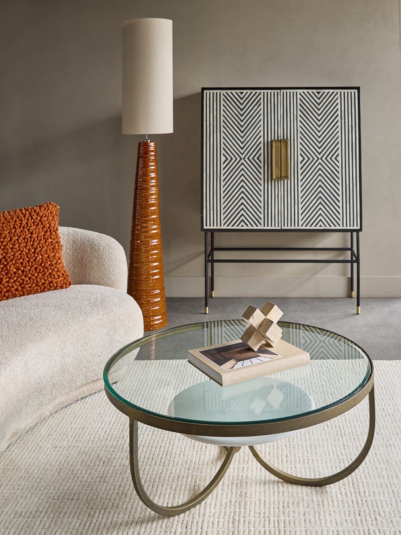 Tivoli Tall Ceramic Floor Lamp Terracotta with Shade E27 60W