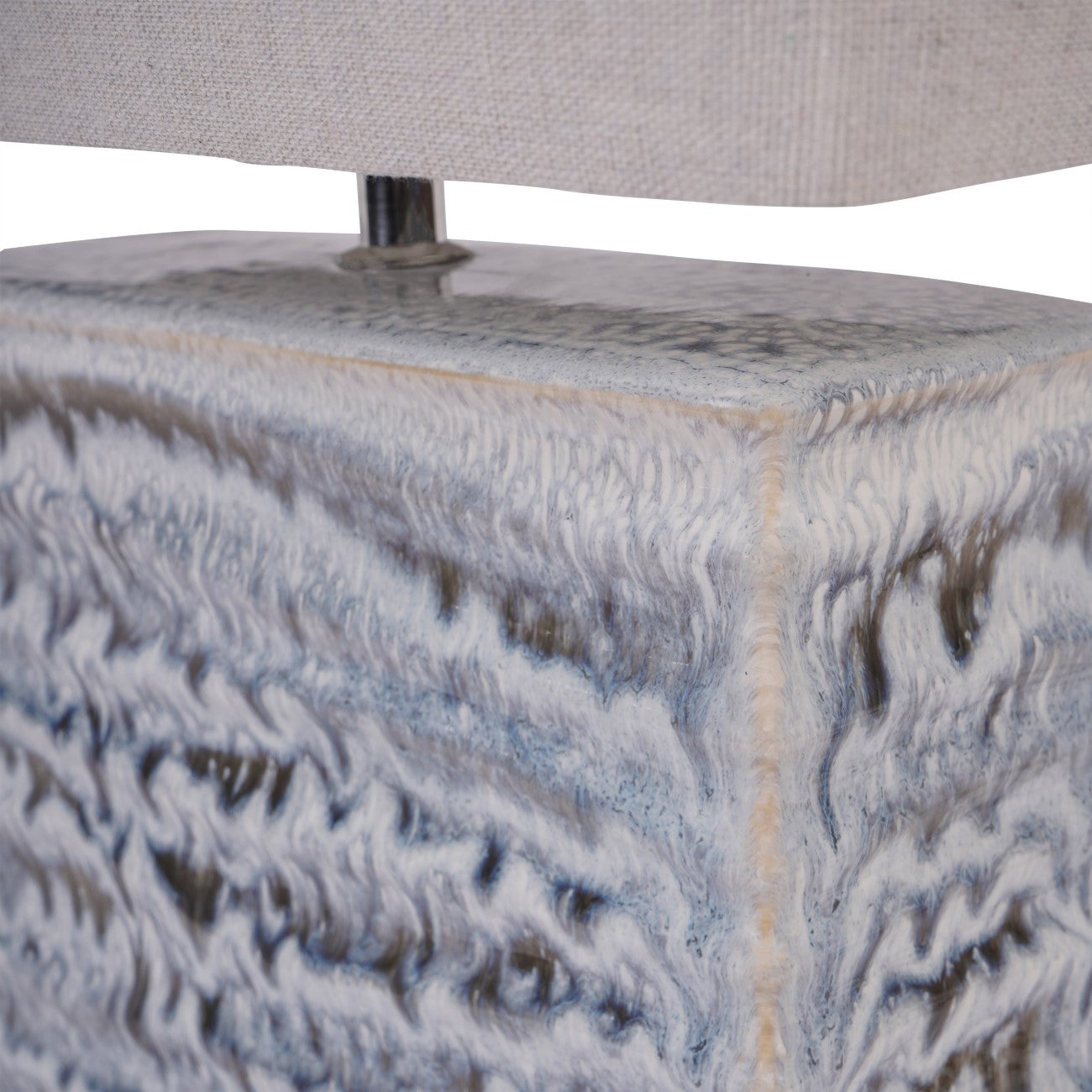 Sereno Square Ceramic Lamp Off White with Shade E27 60W