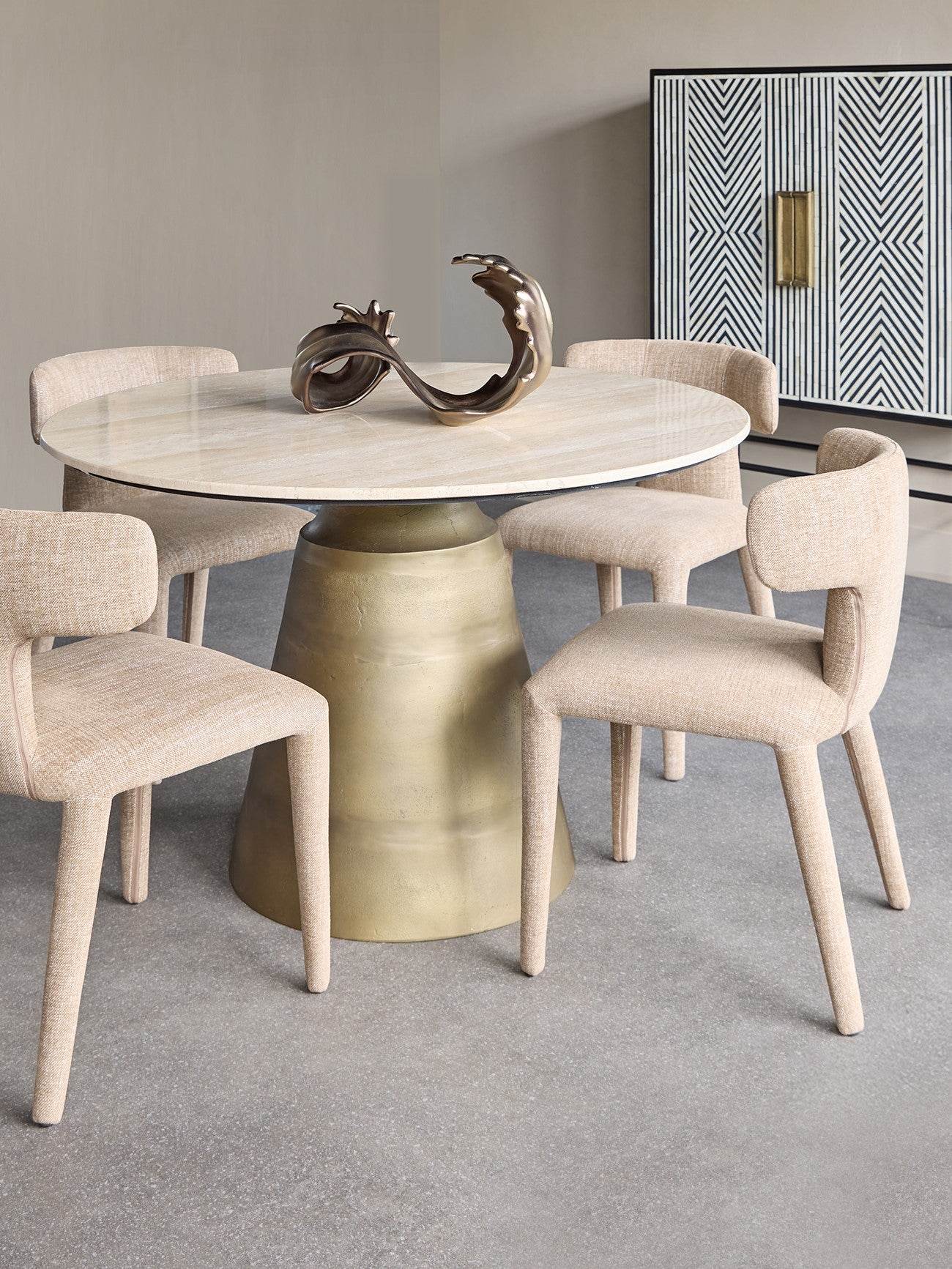 Clifton Ii Light Travertine Round Dining Table 120cm - Pak Tao