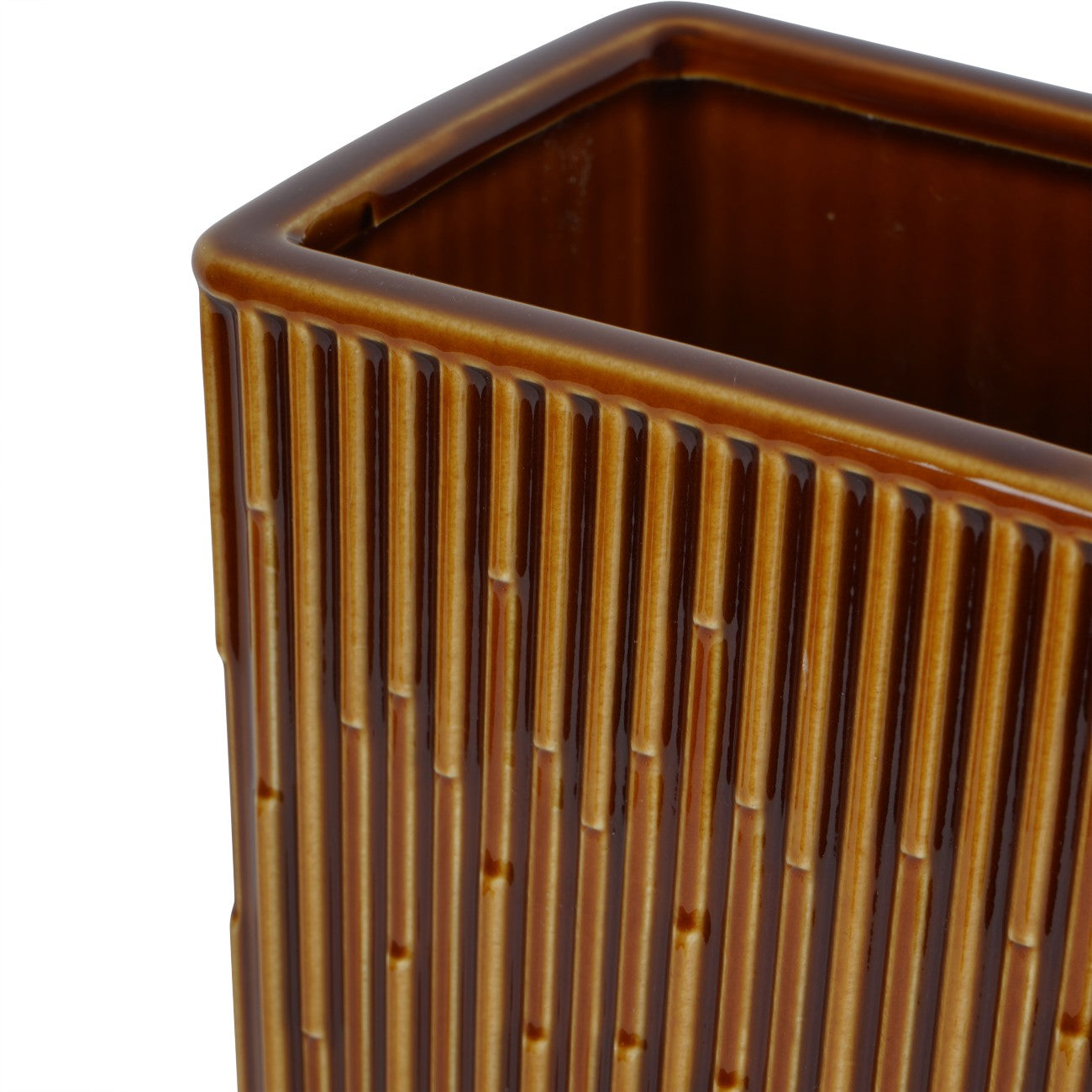 Elk Square Glazed Vase Terracotta