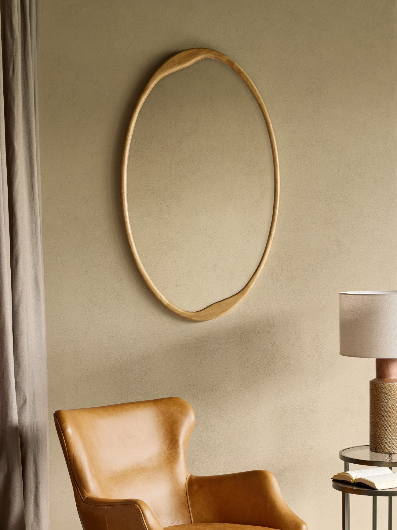 Hague Oval Natural Wood Mirror 119cm