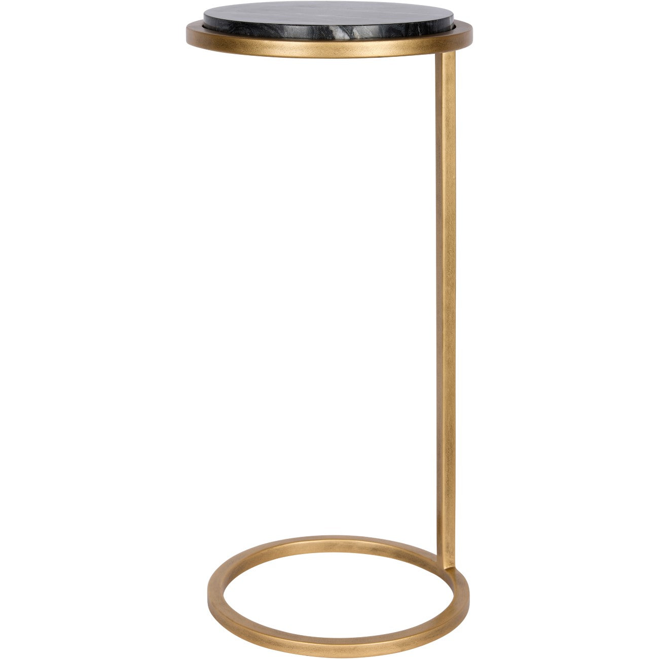 Iota Accent Table Black Marble Aged Gold Frame