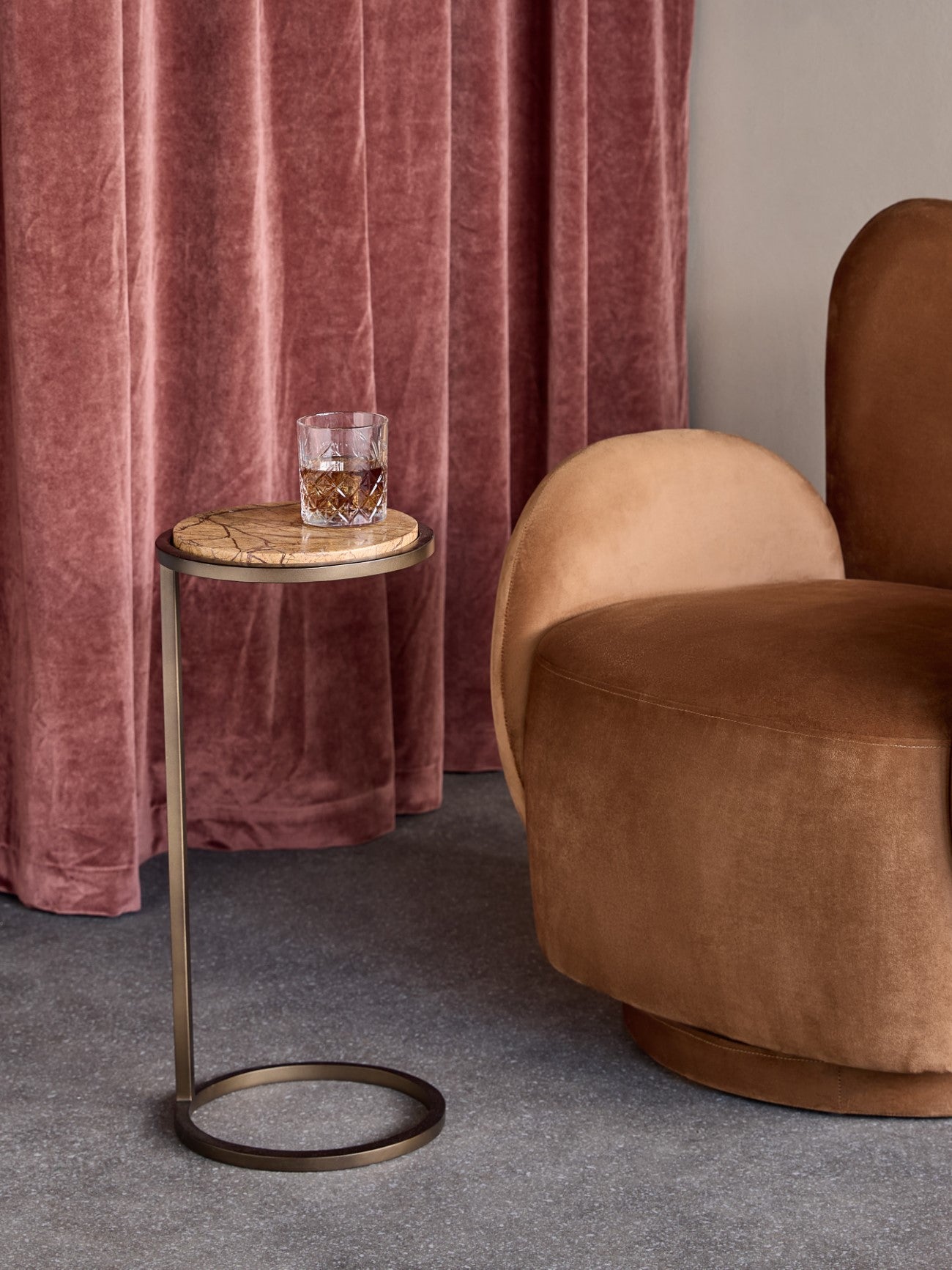 Iota Accent Table Forest Brown Marble Smoked Gold Frame