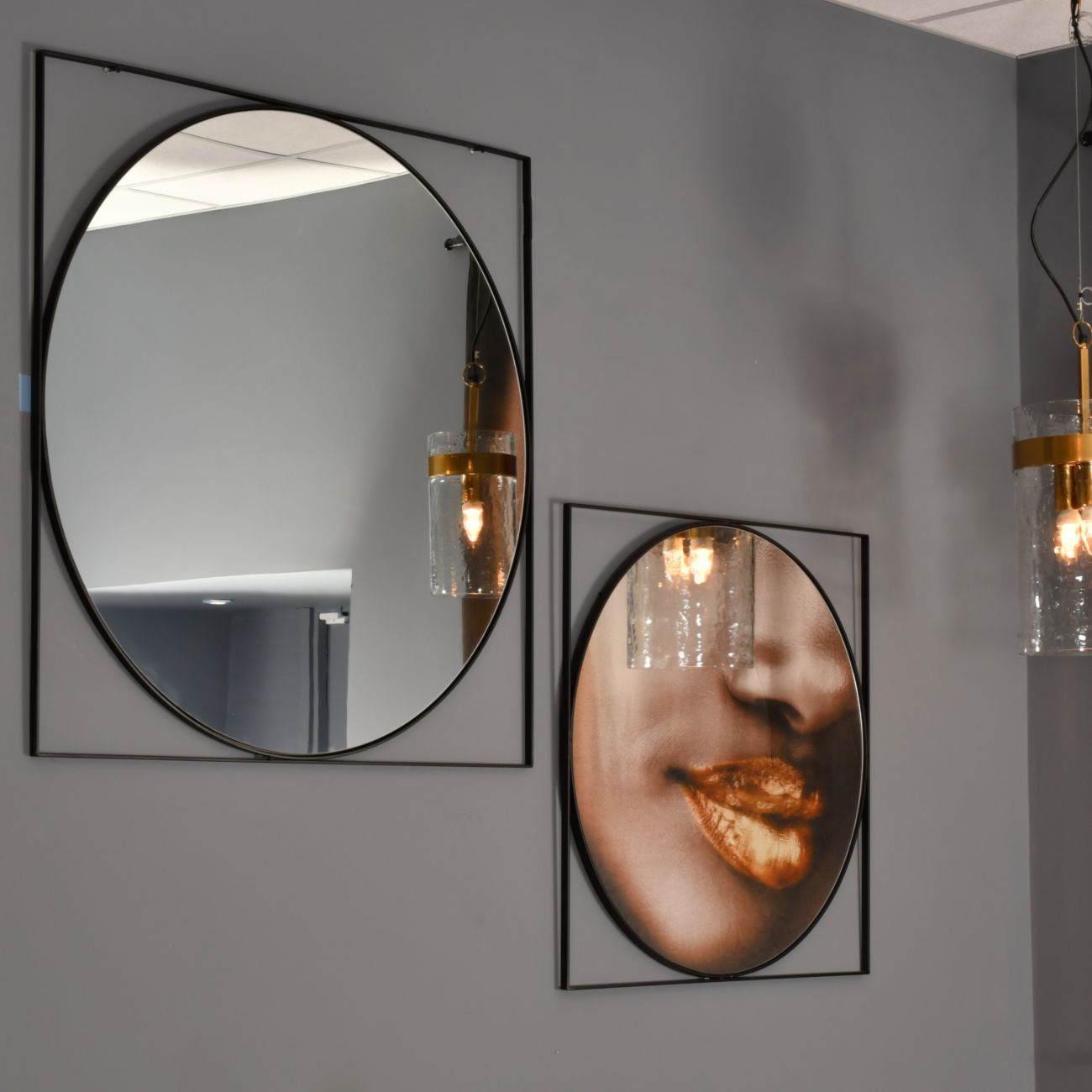 Isaac Black Metal Mirror 77x1.5x77cm