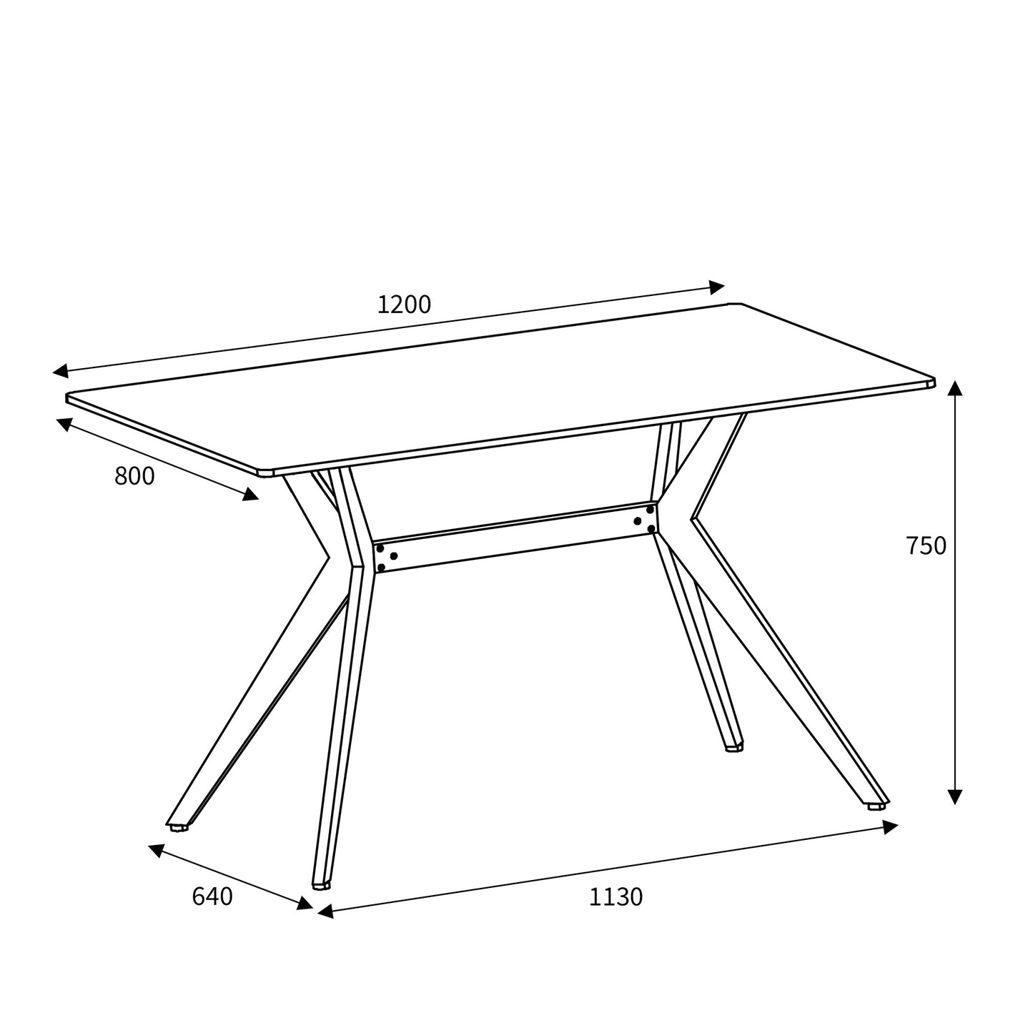 Timor 1.2m Black Dining Table