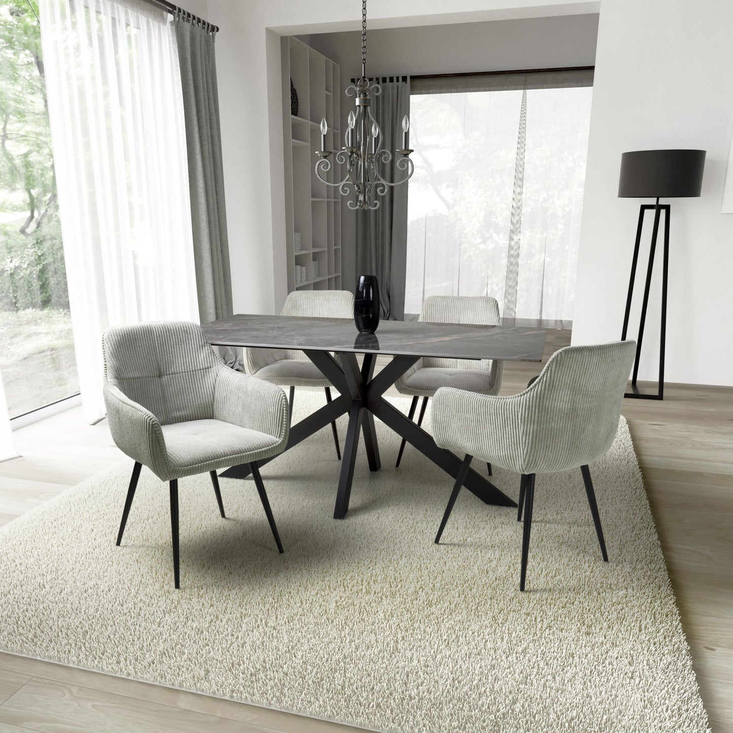 Tokyo 1.6m & 4 Denver Dining Set