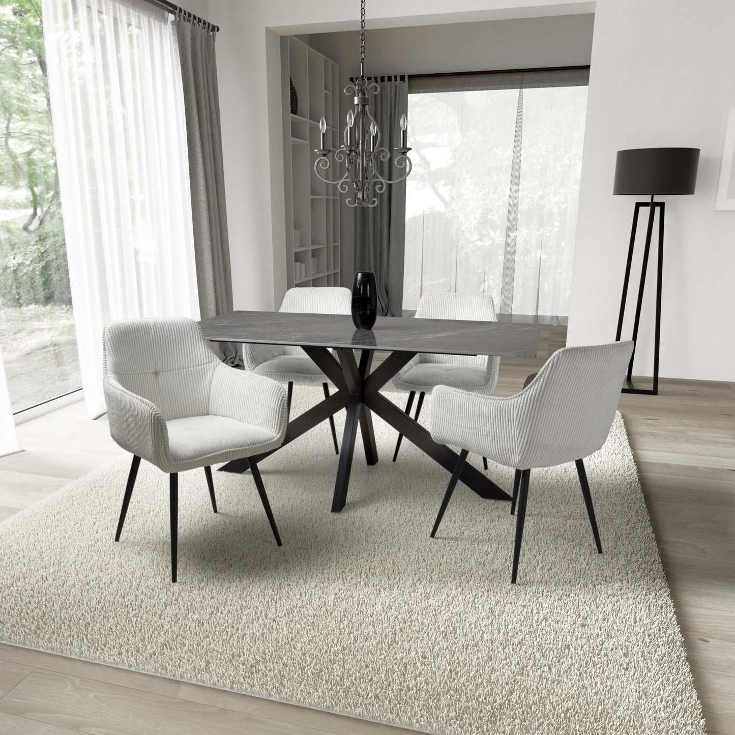 Tokyo 1.6m & 4 Denver Dining Set