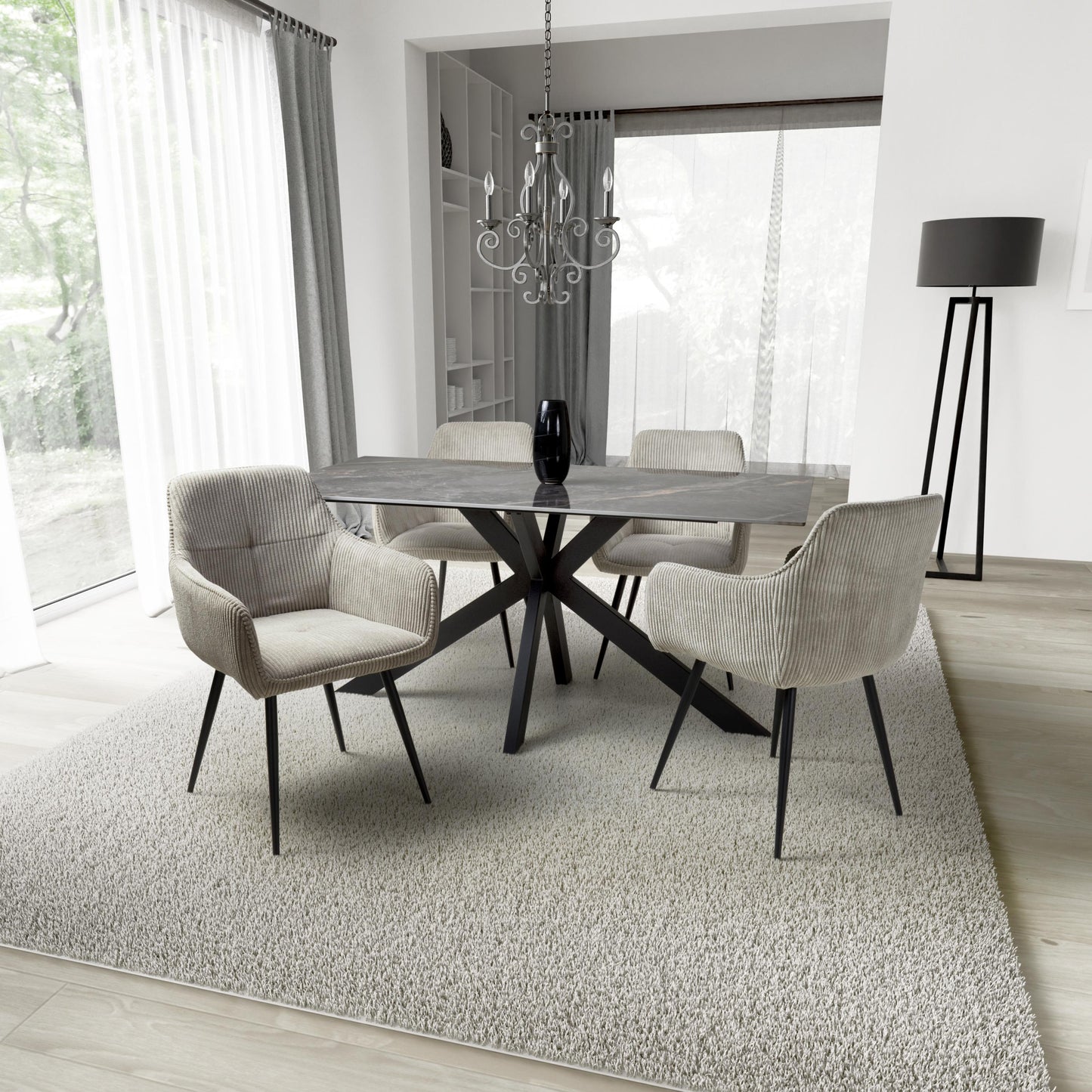 Tokyo 1.6m & 4 Denver Dining Set