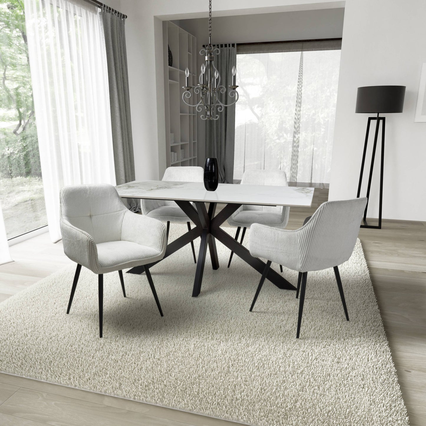 Tokyo 1.6m & 4 Denver Dining Set