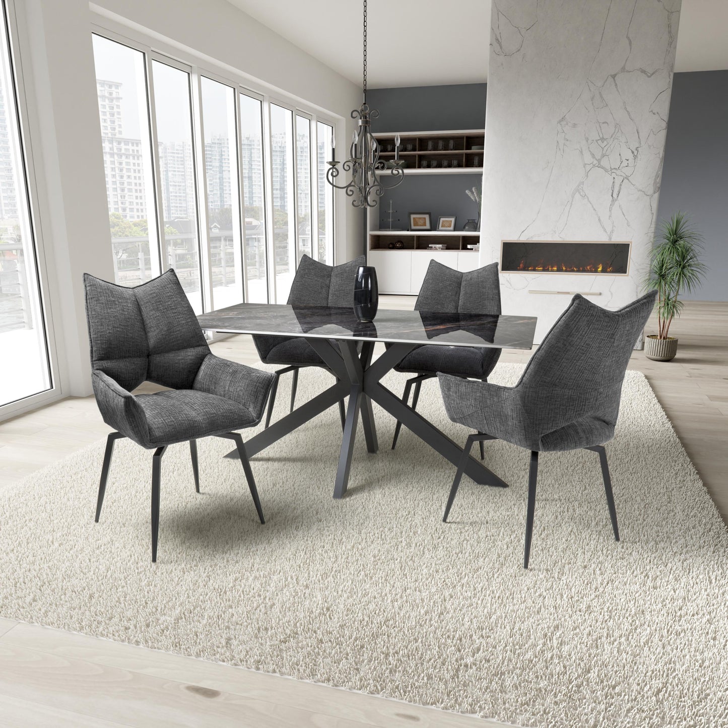 Tokyo 1.6m & 4 Denver Dining Set