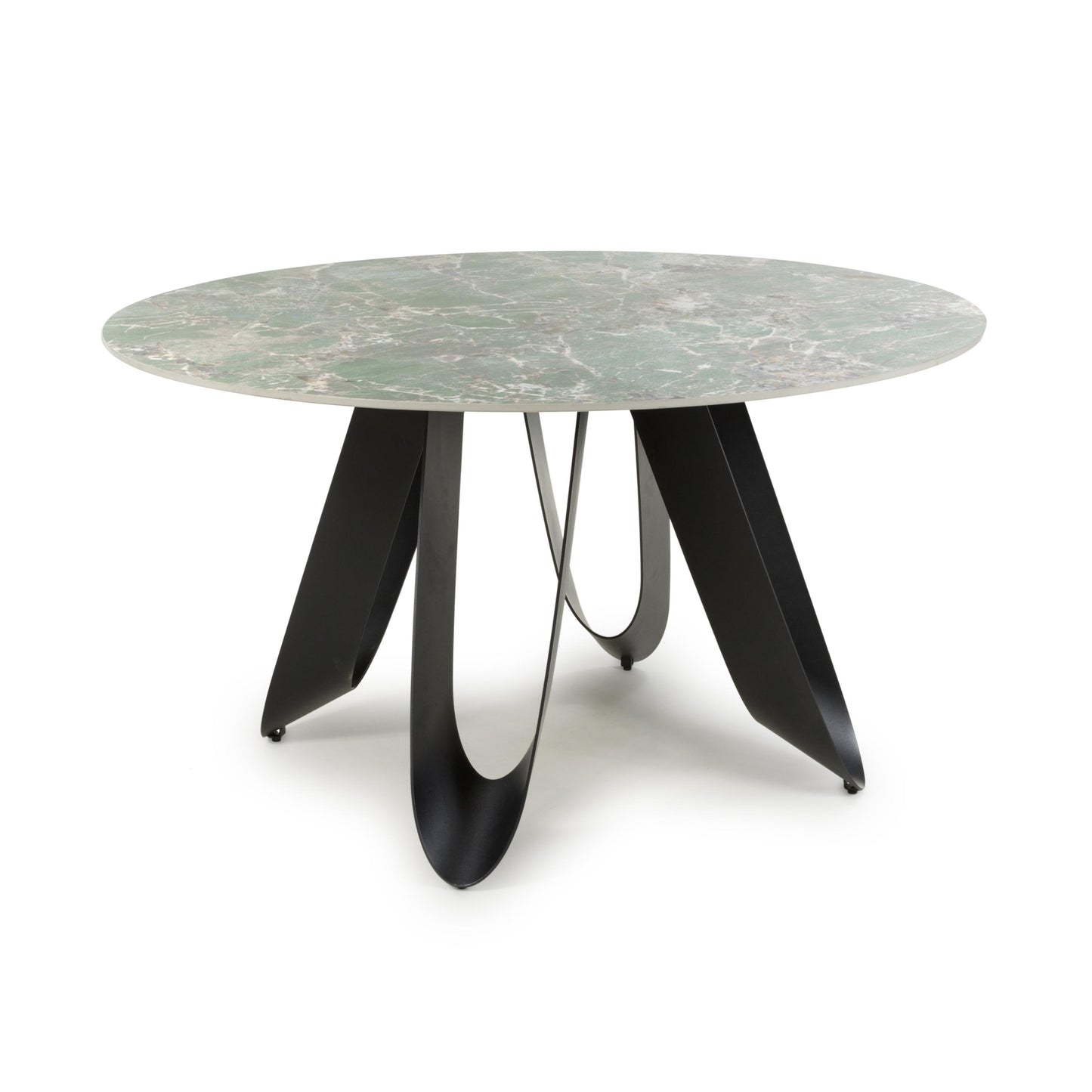 Osaka Round Green & 4 Artemis White Dining Set