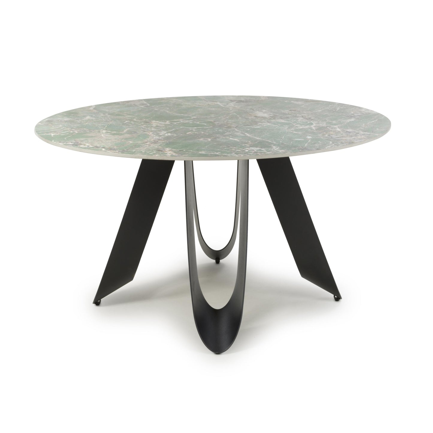 Osaka Round Green & 4 Artemis White Dining Set