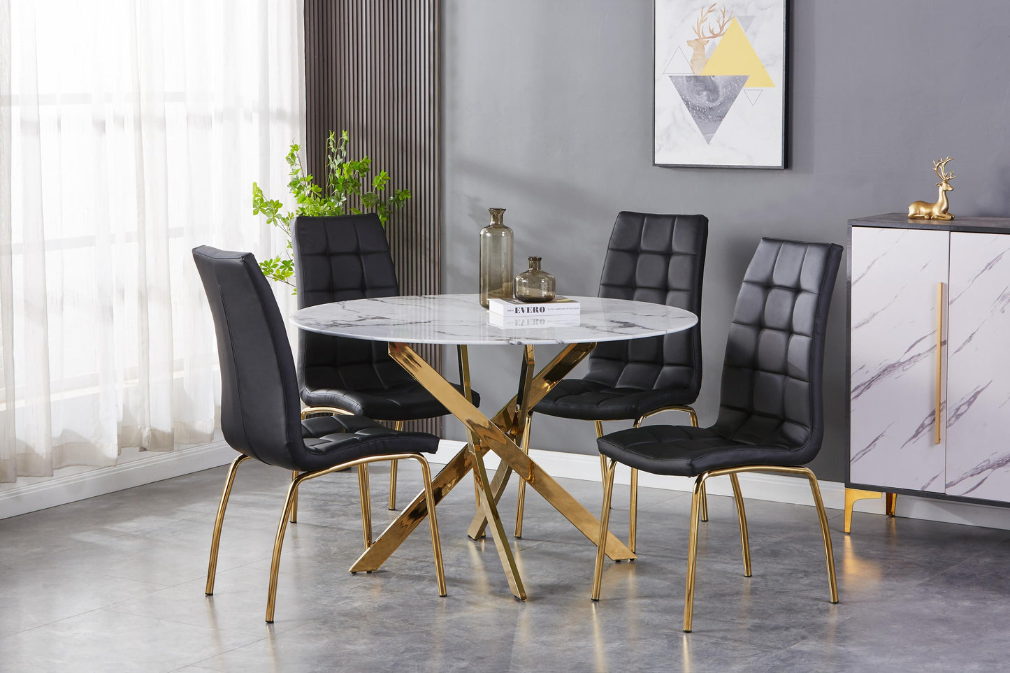 Astoria Round Dining Table & 4 Jenner Chair Dining Set