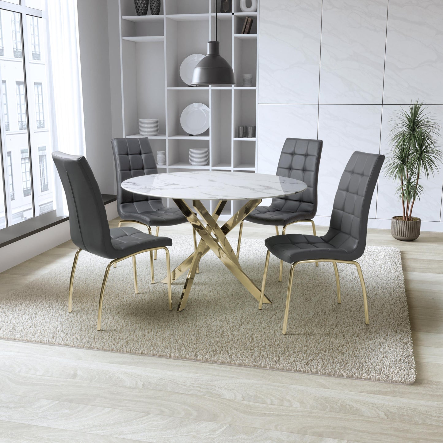 Astoria Round Dining Table & 4 Jenner Chair Dining Set