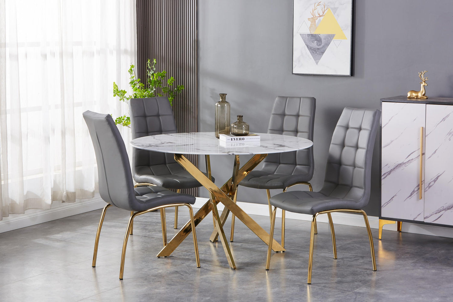 Astoria Round Dining Table & 4 Jenner Chair Dining Set